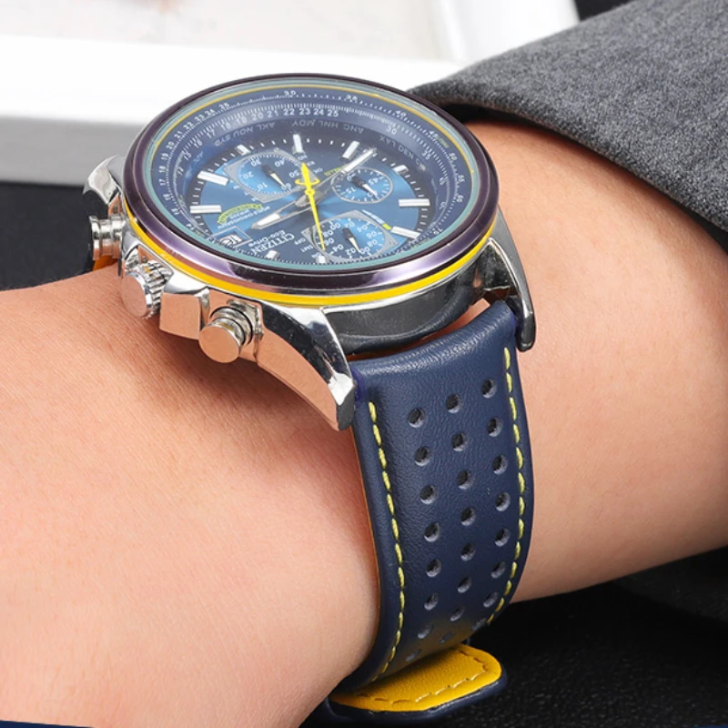 Per Citizen Blue Angel Moda Business Da Uomo In Vera Pelle Di Seconda Generazione Air Eagle Jy8078 Cinturino Per Orologio Originale 22 23
