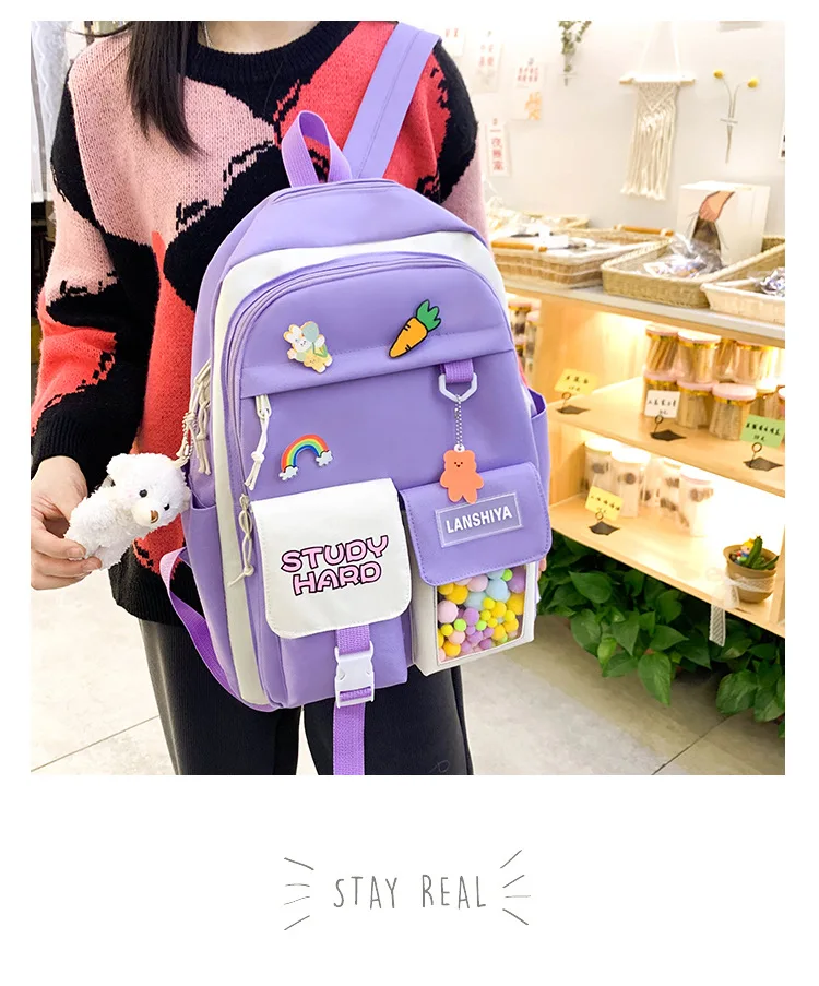 Nylon Packback Bags Women Bag Set with Pencil Bag Lunch Box Backbag 2022 New Student Shoulder Bag for School stylish eco friendly backpacks