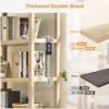 Bookshelf 5 Tier Book Shelf Rattan Boho 71" Tall Bookcase with Doors Storage Shelves Large Bookshelves Farmhouse Bookcas 4