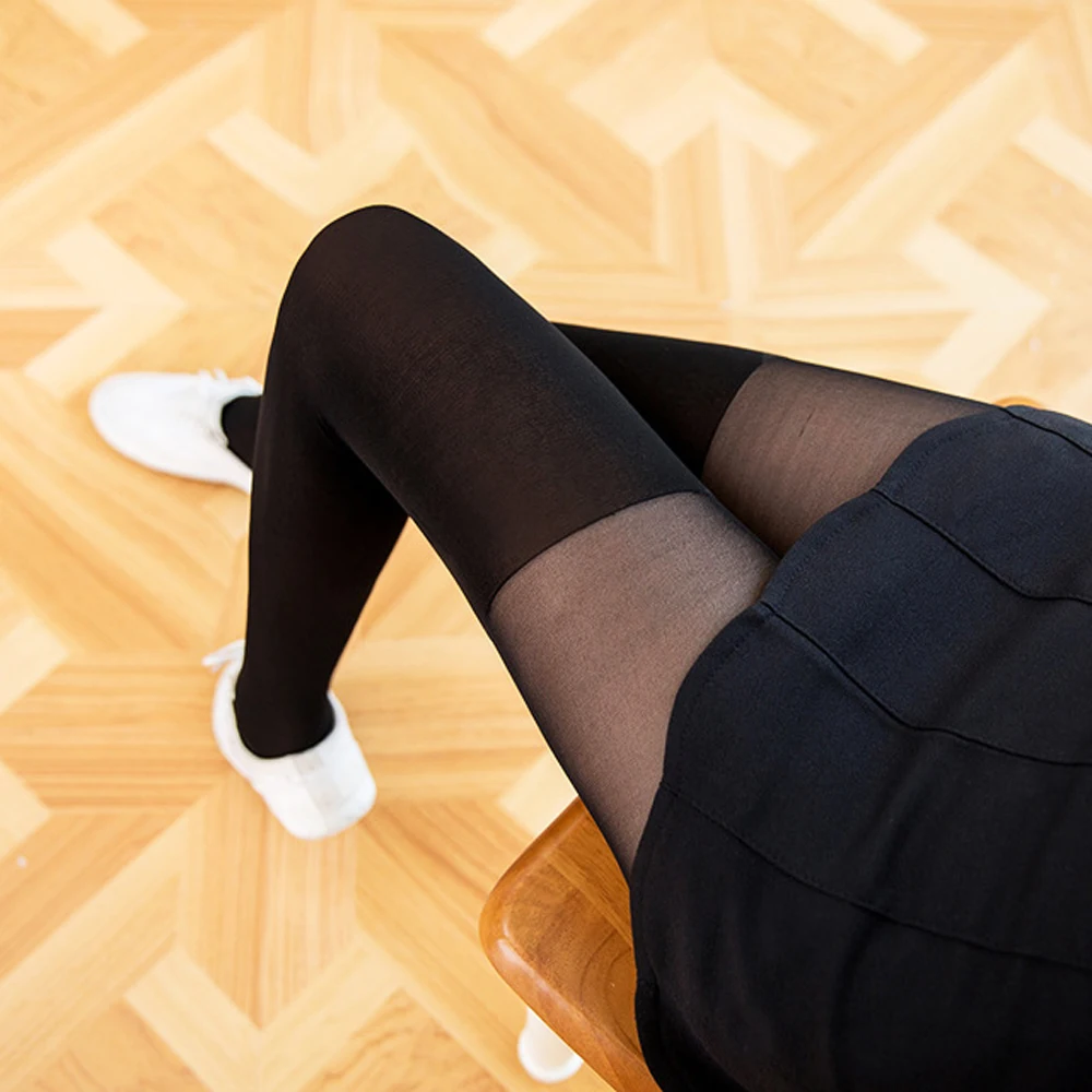 Calze sexy da donna nuova primavera Cute Cat Tail Leggings Collant patchwork con doppia striscia velata tentazione_voghion.com