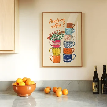 Funny Coffee Floral Canvas Print Poster