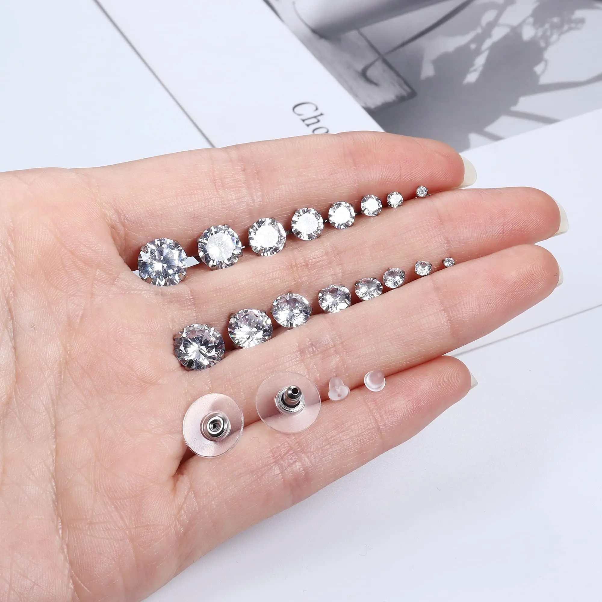 1 Par Pendientes Cuadrados Retro De Cristal De Circonio Cúbico Para