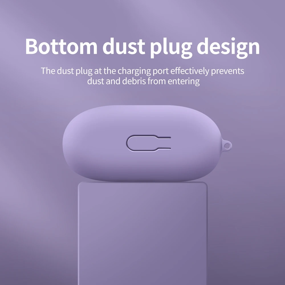 Liquid Silicone Shockproof Earphone Case with Hook - Solid Color Cover