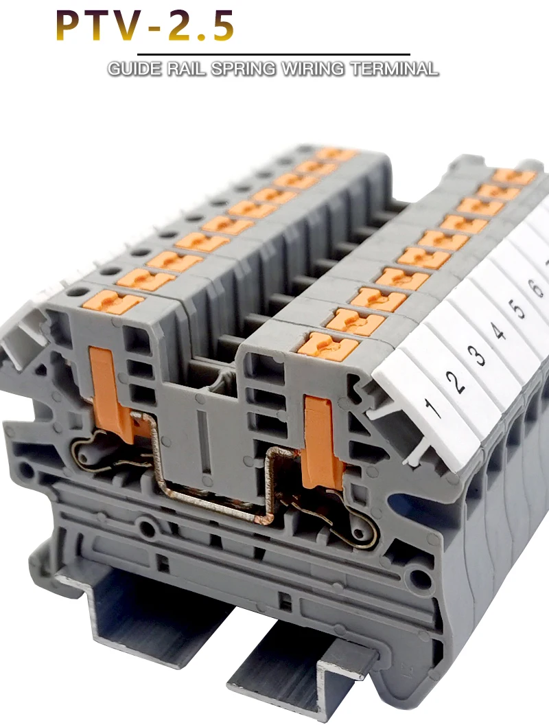 Description Picture 2 of itemPTV-2.5 Side Entry Push-in Connection Spring Clamp DIN Rail Terminal Blocks Kit Set 24A 800V