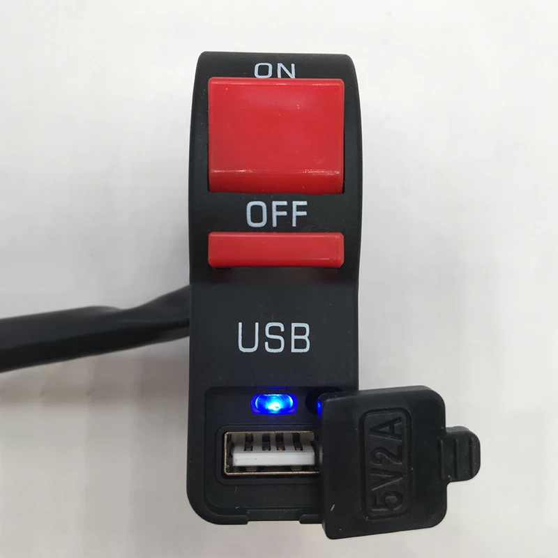 

Аксессуары для мотоциклов, модифицированный переключатель фар с USB-зарядным устройством для автомобиля, зарядное устройство 12 В, 5 А, выключатель питания