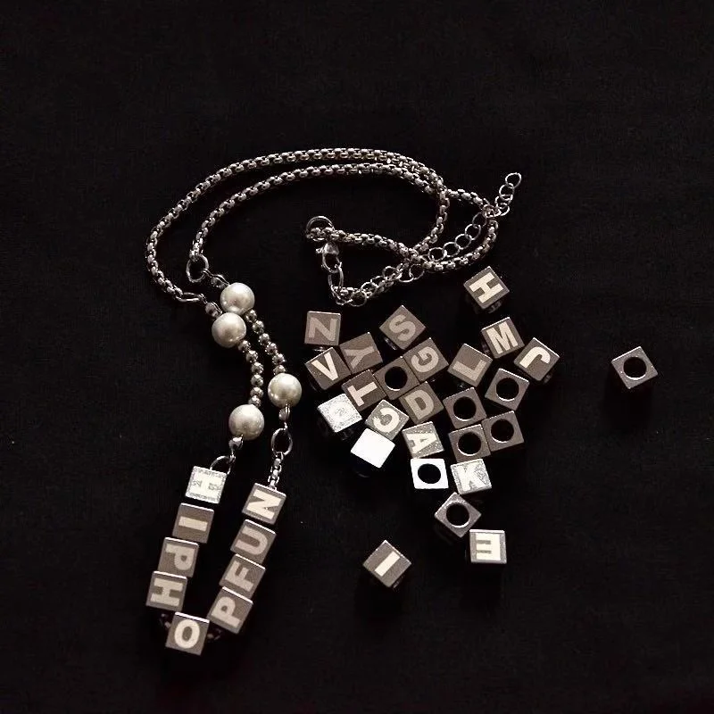 

Trendy Stainless Steel Letter Necklace Hip-Hop Minimalist Vintage All-Match Accessories For Men And Women Can Be Customized