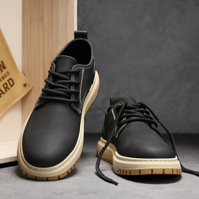 Men Casual Leather Business Shoes Lace up Outdoor Flat Designer Dress Shoes Fashion Classic Soft Leather Italian Walking Shoes 5