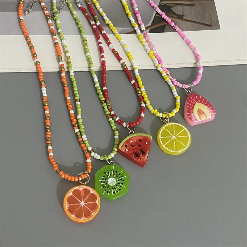Various Fruit Pendant Necklace for Girl Women Handmade