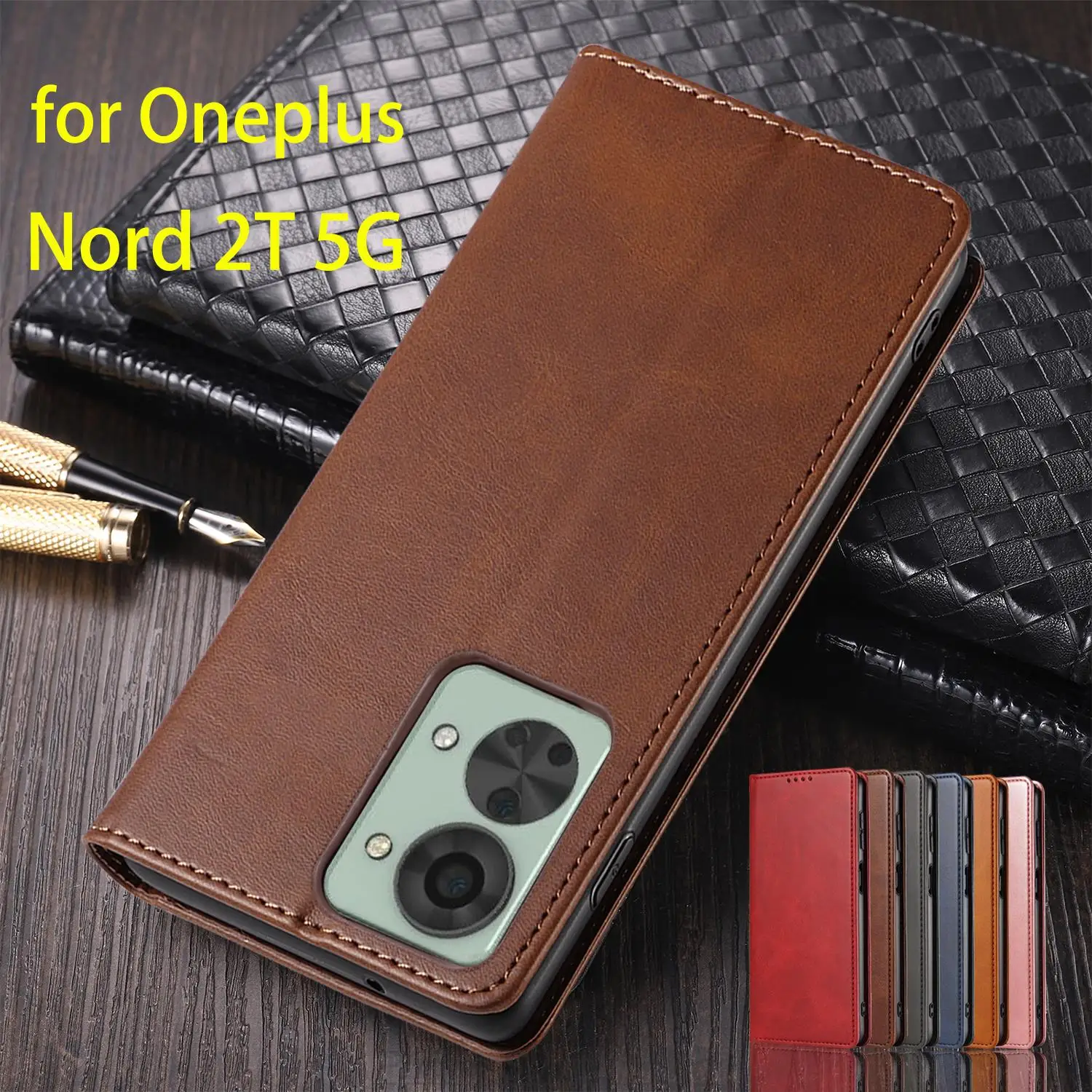 마그네틱 어트랙션 커버 가죽 케이스, Oneplus Nord 2T 5G 플립 케이스, 카드 홀더 홀스터 지갑 케이스, 비즈니스 Fundas Coque
