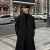 Autumn New Coats Loose Mid Length Over Knee Thin Windbreaker Handsome Shoulder Padded Suit Jacket for Men Trench Coat 3