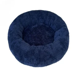 Cozy Plush Pet Nest - Warm, Washable & Stylish Round Bed - 40cm (Navy blue)
