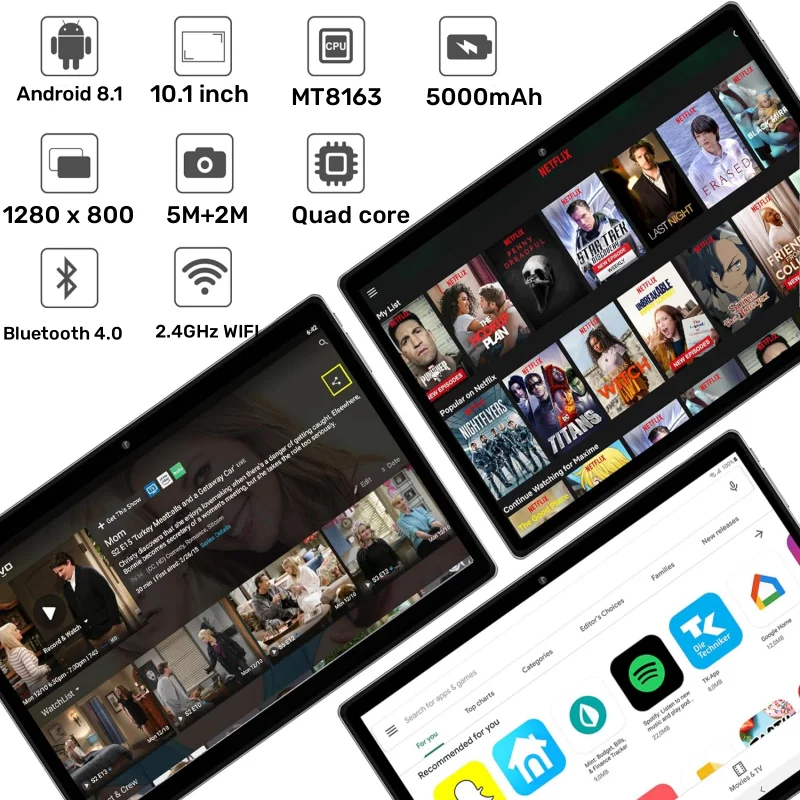 CT101 10.1 Inch Android 8.1 Tablet - MT8163 CPU, 2GB RAM, 32GB ROM, Mini HDMI-Compatible, Dual Camera, Quad Core Description Image.This Product Can Be Found With The Tag Names Computer Office, Tablets, Windows