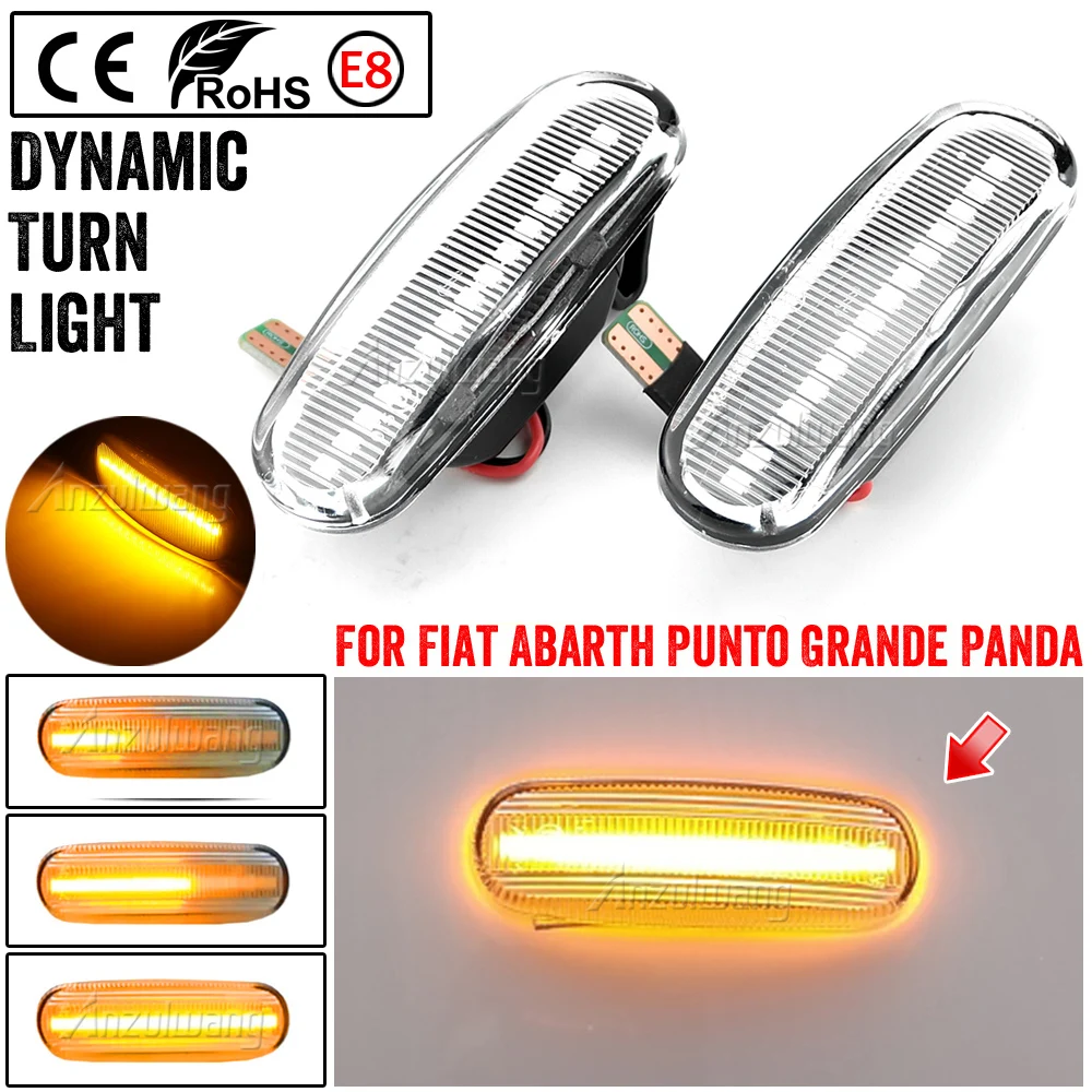 

2Pcs Dynamic LED Turn Signal Side Marker Light Repeater Lamp For Fiat Panda 169 Grande Punto Inkl Evo Doblo Fiorino Linea Idea