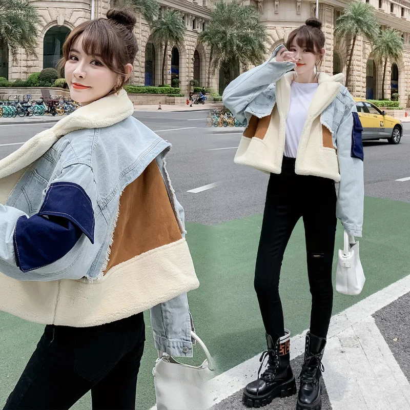 Leisure Full Sleeve Wool Liner Wde Waisted Turn Down Collar Women Slim Patchwork Woolen Coat 2023 Autumn Autumn New TD659