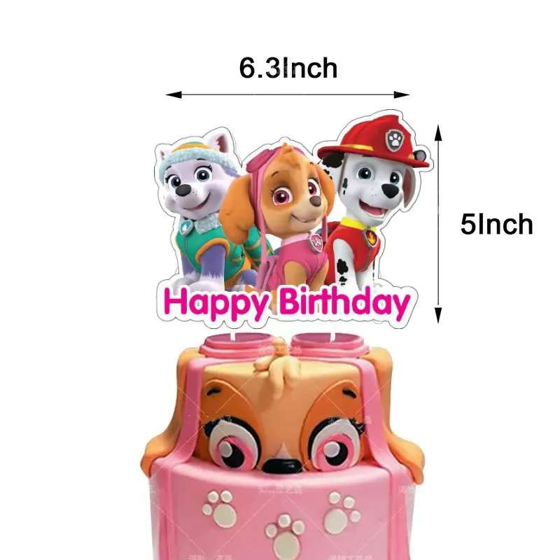Geburtstag Party Paw Patrol Hund Thema Kuchen Topper Banner Flagge Dekorationen Party Picks Veranstaltungen Liefert 1 teile/los – Detail 2