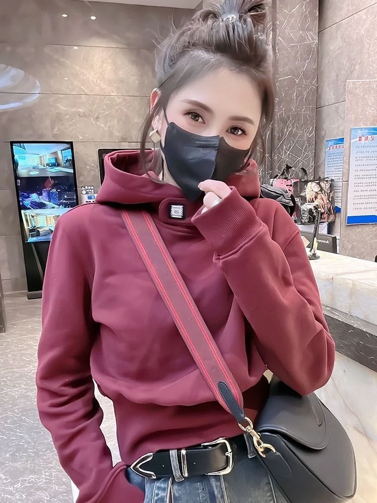 

Baggy Female Clothes Loose Hoodies Plain Sweatshirts for Women Pullovers Tops Hooded High Quality Warm Novelty Matching 2000s E