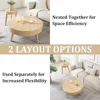 2-Piece Solid Wood Coffee Table Set, Rustic Round Farmhouse End Tables for Living Room, 31x31x16 in 5
