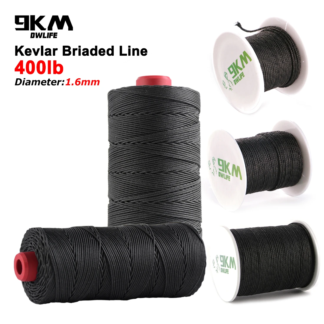 Black Braided Kevlar Line 400lbs High Strength 1.6mm Heavy Duty Fishing Kite Tactical Survival