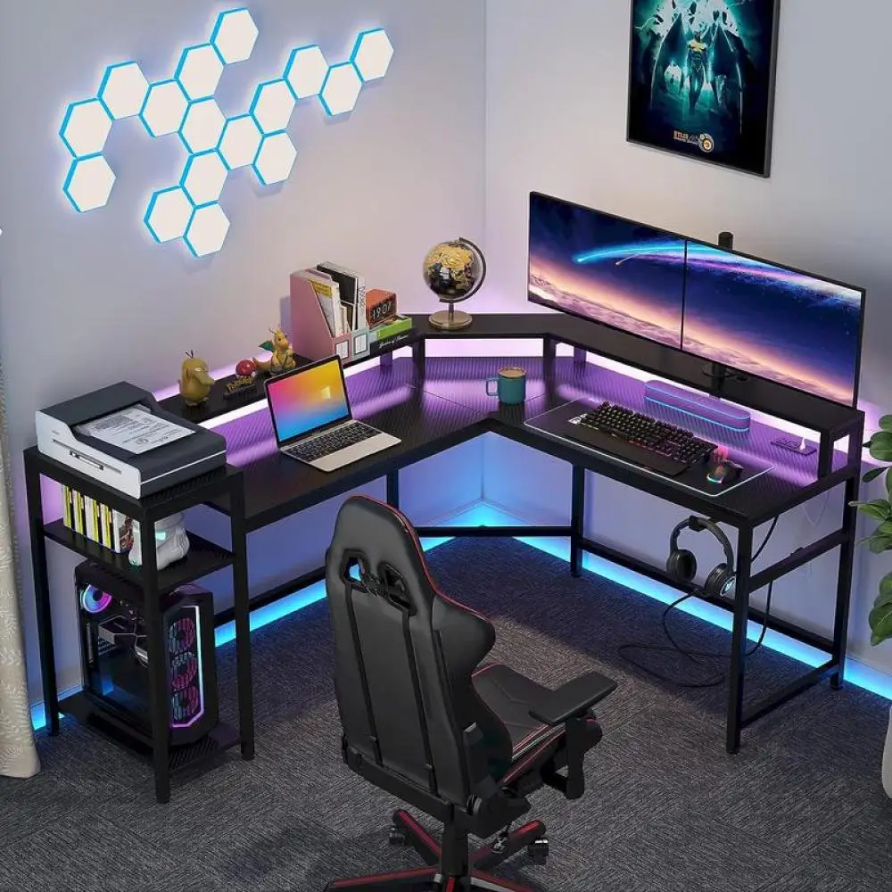 Tribesigns L-Shaped Gaming Desk with Power Outlets & LED Strips - Black Modern Writing Desk empireland how imperialism has shaped modern britain