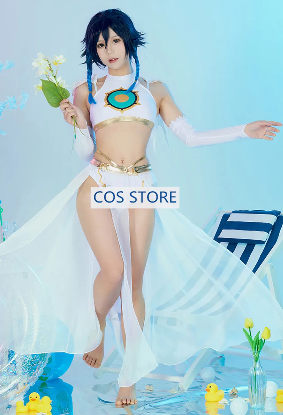

Hot Game Genshin Impact Venti Cosplay Costume Swimsuit Jumpsuit Anime Women Female Swimwear Role Play Clothing