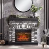 Electric Fireplace with Mantel, 42" Fireplace TV Stand with 23'' Freestanding Electric Fireplace Heater, Remote Control 2