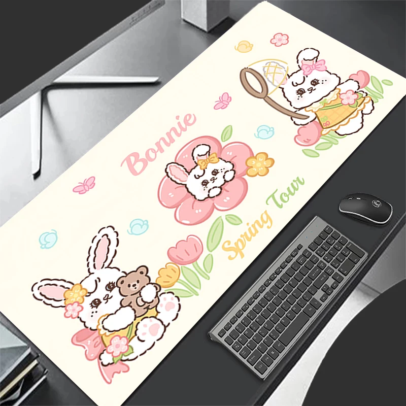 Mouse Pad XL Lockedge Large Gaming Accessories Computer Gamer Keyboard Pad Bunny Rabbit Mouse Mat Desk XXL Mousepad For gift 3