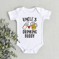 Funny Uncle's/Daddy's Drinking Buddy Print Baby Rompers Cotton Short Sleeve Boys Girls Jumpsuits Summer Infant Bodysuits Gifts 2