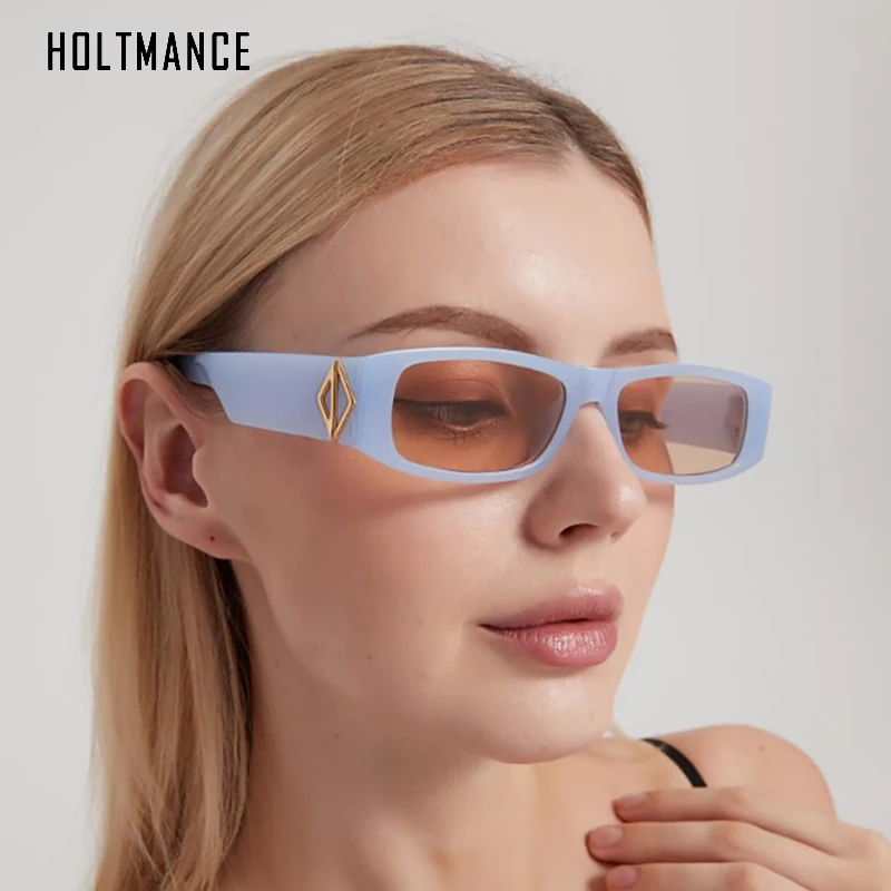 

HOLTMANCE Fashion Small Rectangle Frame Women Sunglasses Simple Luxury Broad Legs Men Sun Glass oculos De Sol UV400