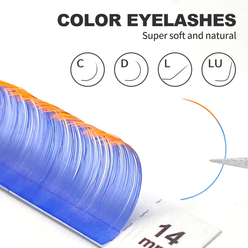 NATUHANA UV Eyelash Extension Glow In The Dark Lashes Fluorescent Bright Colorful Bulk Classic For Individual Lashes Makeup