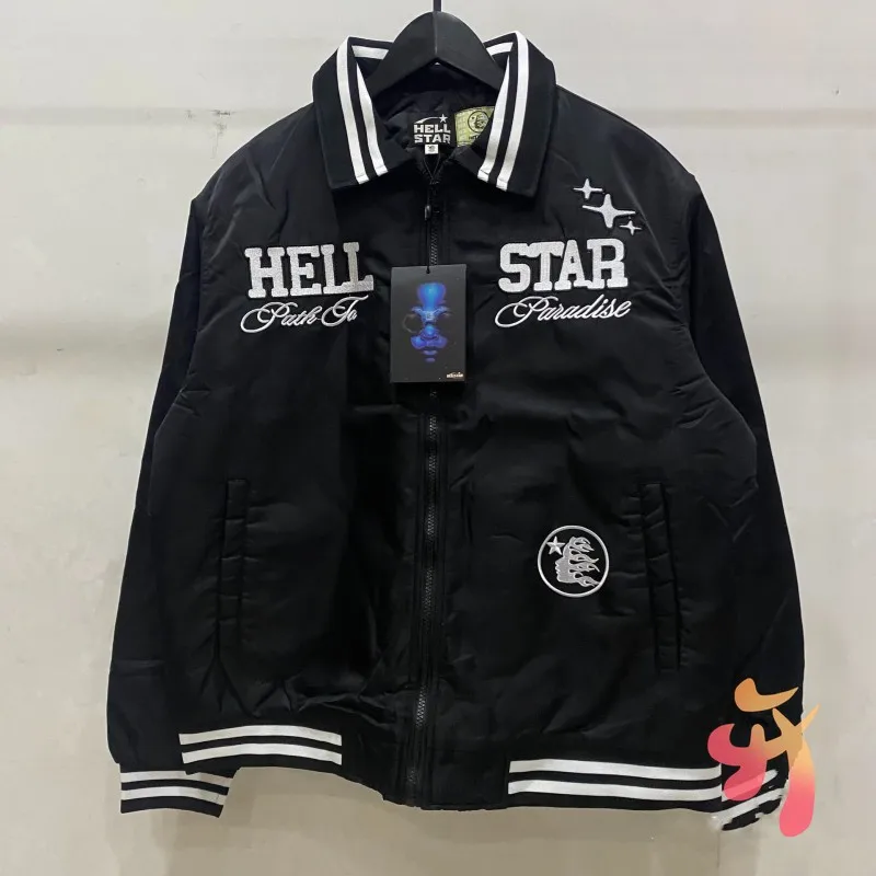 

Real Photos Winter Hellstar Jackets Thickened Cotton Warm Air Force Embroidered Letter Logo Baseball Jersey Men Women Coat