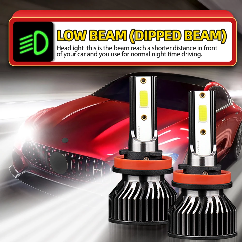 2/4Pcs Led 헤드라이트 슈퍼 브라이트 COB LED 칩 혼다 어코드 2013 2014 2015용 팬이 있는 고출력 180W 자동 램프