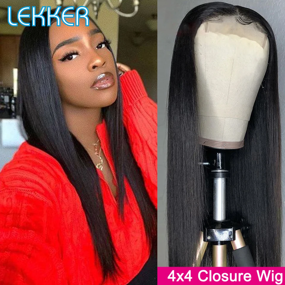 

Lekker 20" 4x4 Lace Closure Bone Straight Human Hair Wigs For Women Glueless Brazilian Remy Hair 13x4 Lace Frontal Ready to Wear