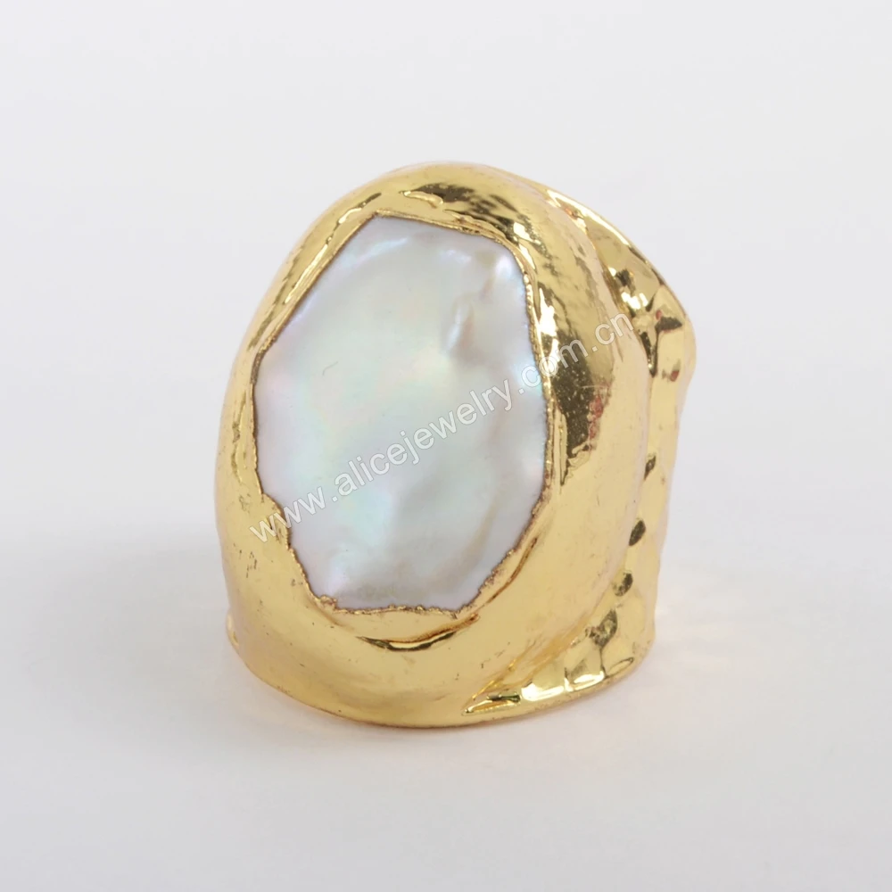 

5PCS Natural Freshwater Pearls Rings High Quality Gold Plated Adjustable Open Finger Ring Fashion Jewelry Accessories For Women