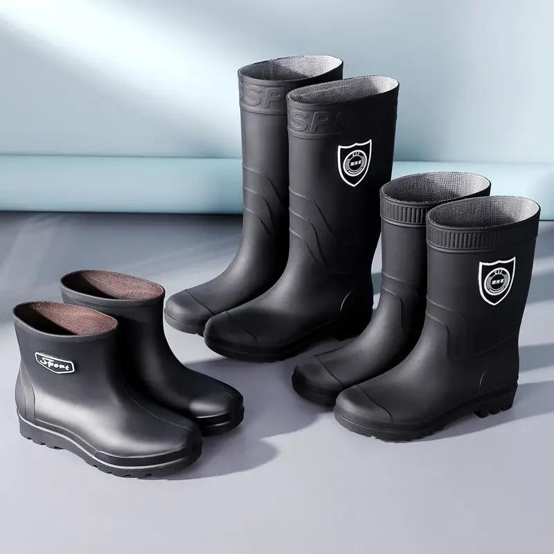 Bottes pluie industrielles épaisses pêche - Chaussures eau doublées polaire anti-dérapantes chaudes cuisine