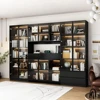 Display Cabinet, with 2 Glass Doors and Lights, Display Case Cabinet with 4-Tier Storage Shelves and 2 Drawers, Pop-up Design 4