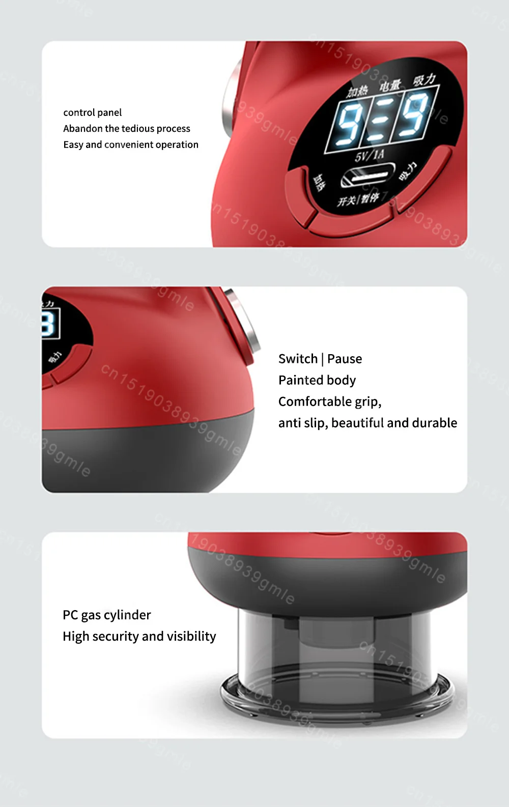 Description Picture 2 of itemIntelligent Vacuum Cupping Massage Device Electric Heating Scraping Suction Cups Physical Fatigue Relieve Health Guasha Cans