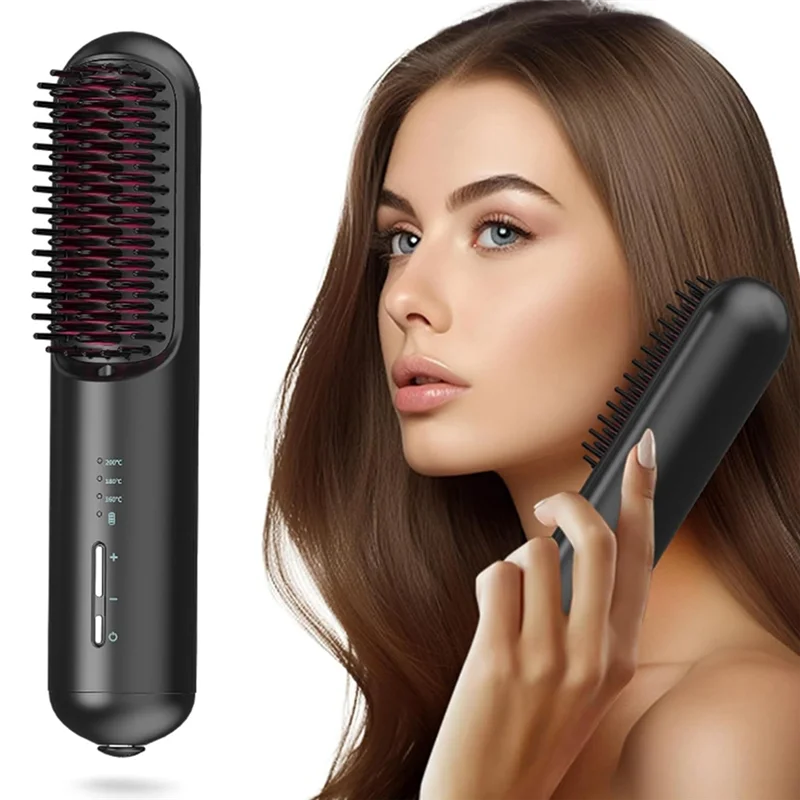 A005-Rechargeable Hair Straightener Negative Hair Straightener Curly Dual-Purpose Electric Curling Comb