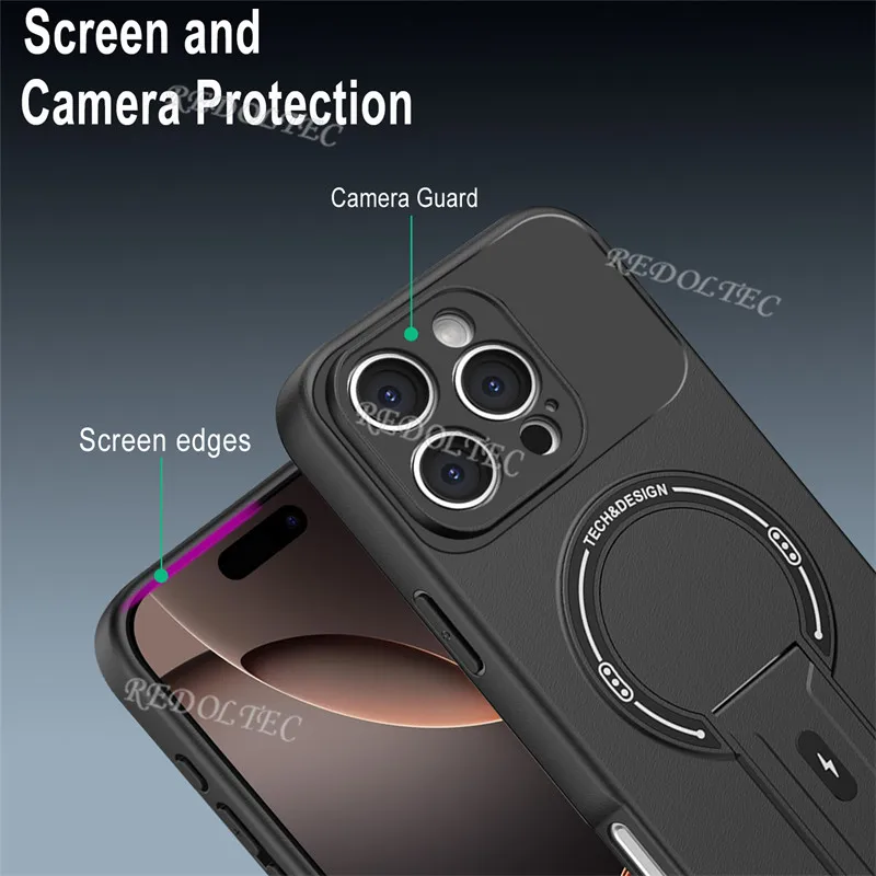 For Honor 600 Pro Case - Magnetic Stand with Carbon Fiber Texture, Shockproof Protection