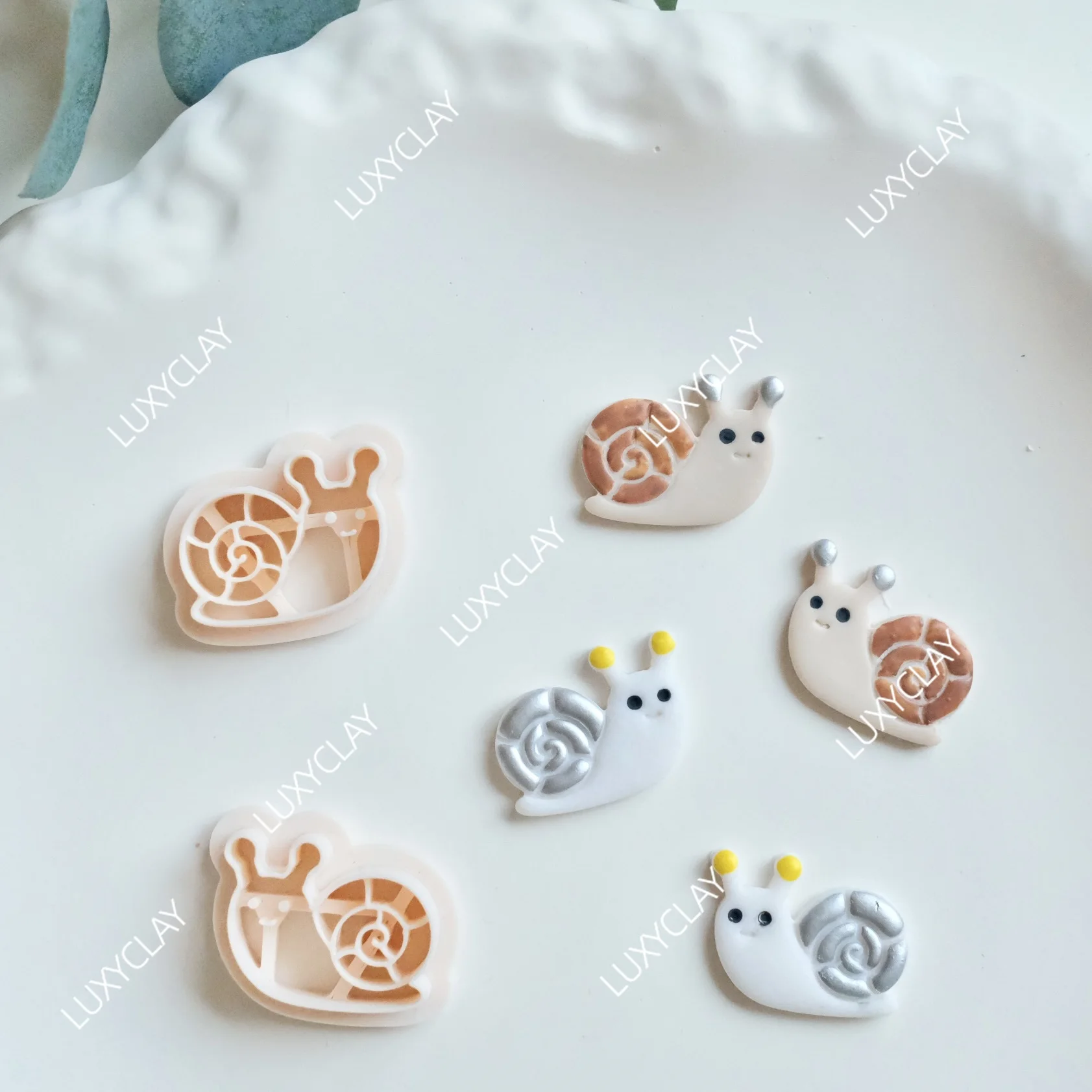2개/세트 달팽이 모양 폴리머 클레이 몰드, DIY 펜던트 귀걸이 및 쥬얼리 제작을 위한 양각 달팽이 패턴 폴리머 클레이 커터