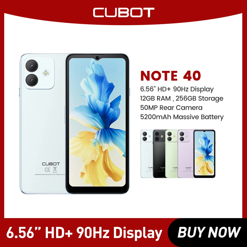 Cubot Note 40,12GB(6GB+6GB)+256GB,50MP Main Camera,6.56 HD 90Hz Display  5200mAh Battery,Support Face ID GPS - AliExpress