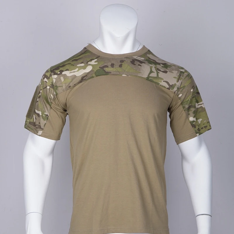 Men's Camouflage Tactical Short Sleeve T-shirt Summer Outdoor Hiking Sports Quick Dry Thin Breathable Cotton T Shirt