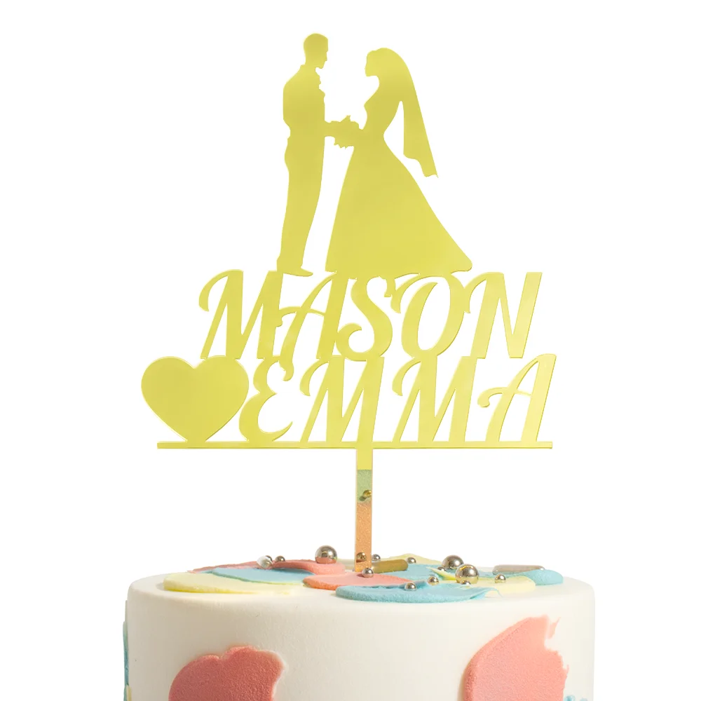 

Персонализированный свадебный торт Топпер Mr и Mrs индивидуальная дата и фамилия Свадебный юбилей акриловое украшение для торта