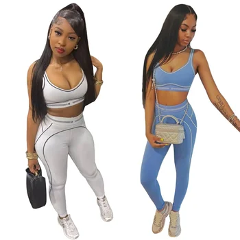 2025 Summer New Women's Yoga Sports Fitness Strap Vest Tight Pants Two Piece Set 1