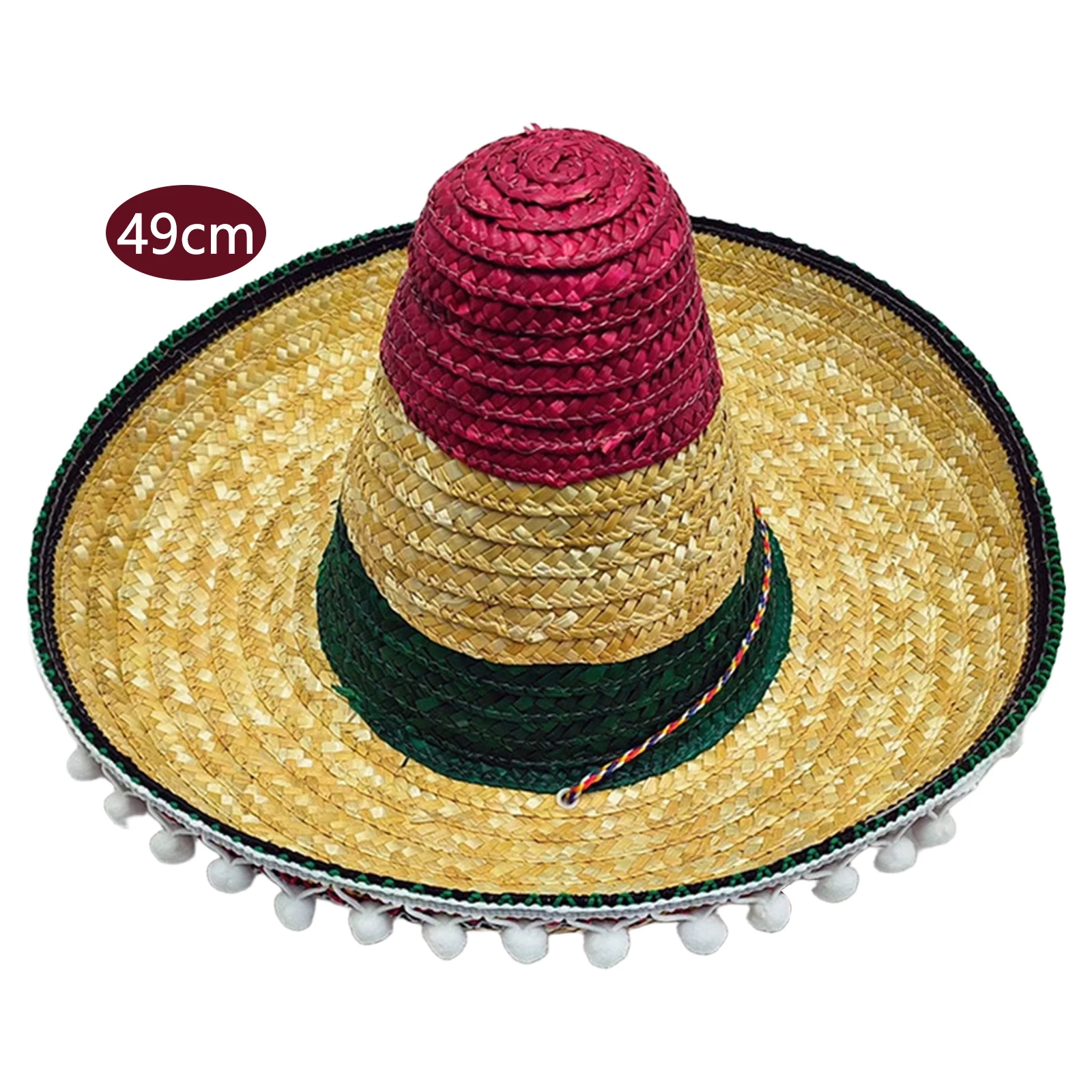 Mexikanischer Hut aus Bambusgeflecht, Sombrero-Hut für Halloween, Karneval, Party, traditionelle Kostüm-Requisiten für Erwachsene, Kopfbedeckung, Mütze – Detail 5