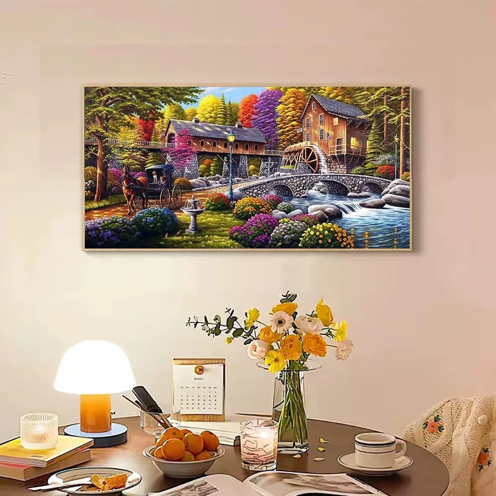 Diamond Painting House Mosaic Scenery DIY 5D Full Round Drill Embroidery Country Landscape Living Room Wall Decor Art