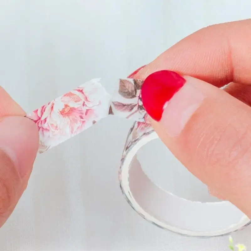 5 rolls 꽃 장식 테이프 10mmx2m 아트 크래프트 스크랩북 저널 사진 앨범 그림 프레임 D2RC를위한 접착 용지 테이프