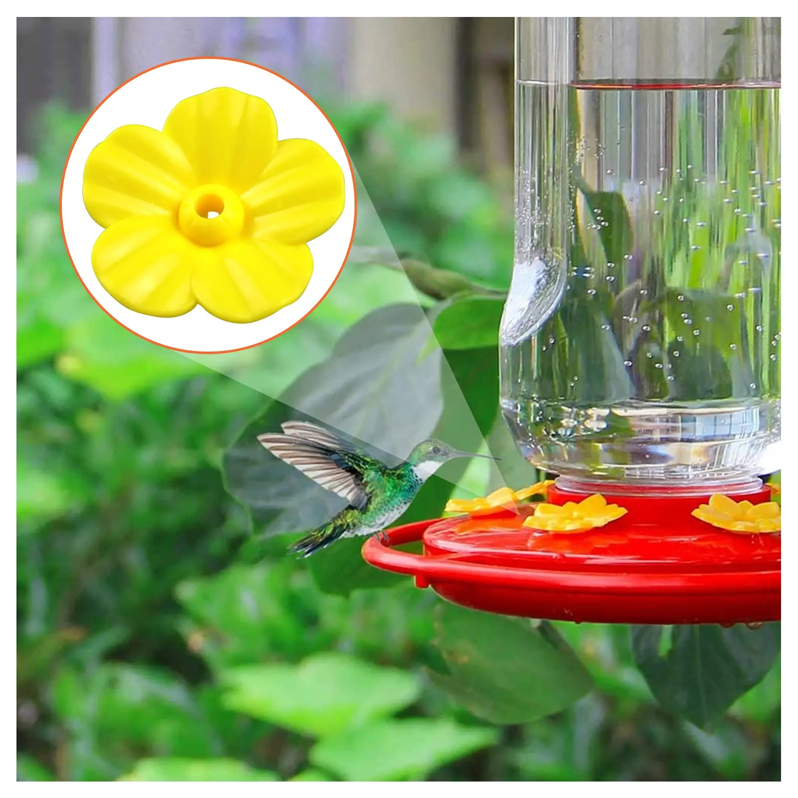 Feeding Ports Replacement 30Pcs Hummingbird Feeders Replacement Flowers Drinking Container