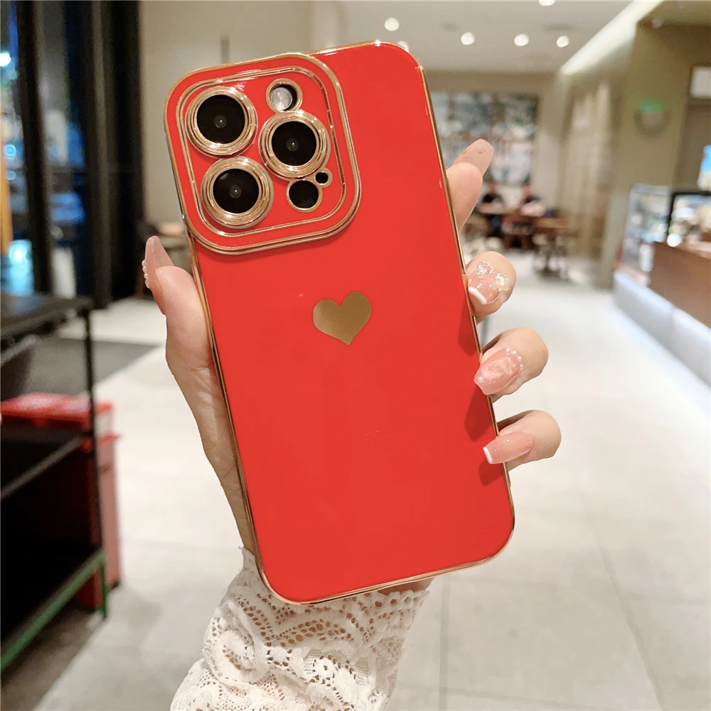 For 15 Pro Max Square Plating Nice Frame Soft Phone Case iPhone 14 13 12 11 X Xs Xr 7 8 Plus Lens Protective_voghion.com