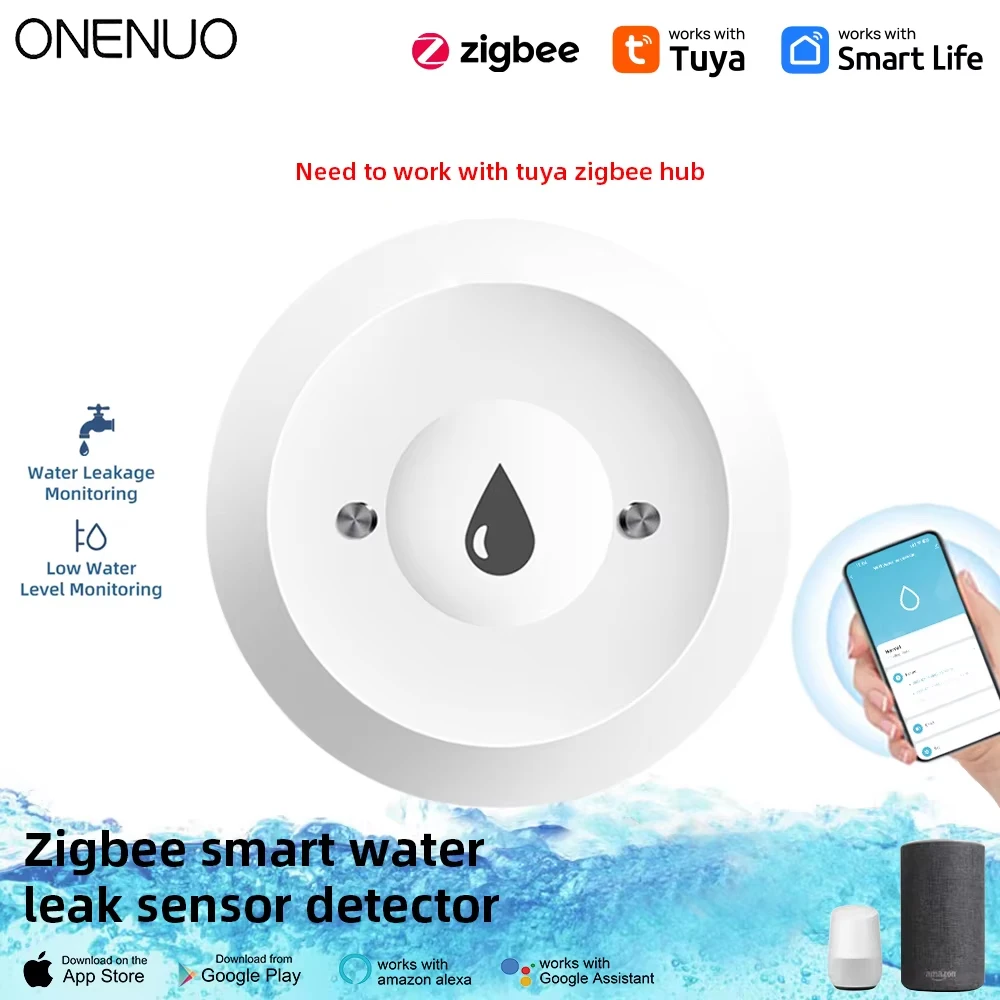 Water Sensor Tuya ZigBee WiFi Smart Water Sensor Leak Detector Flood Water Leakage Alarm Smart Life Control Work With Zigbee Gateway