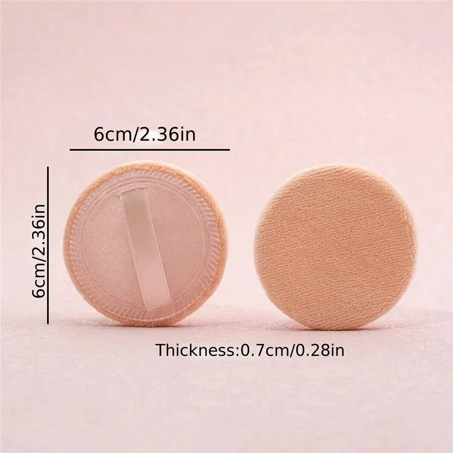 Set of six with ribbon, cotton round cotton pads for normal skin, suede puffs for loose powder and makeup setting